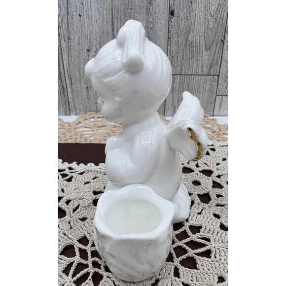 VTG Bone China White Praying Angel Candle Holder - Picture 2 of 6